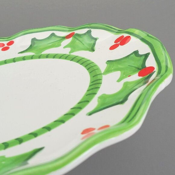 Holly Jolly Salad Plate Hand Painted in Italy, by Anne Hathaway Present Tense - Picture 4 of 8